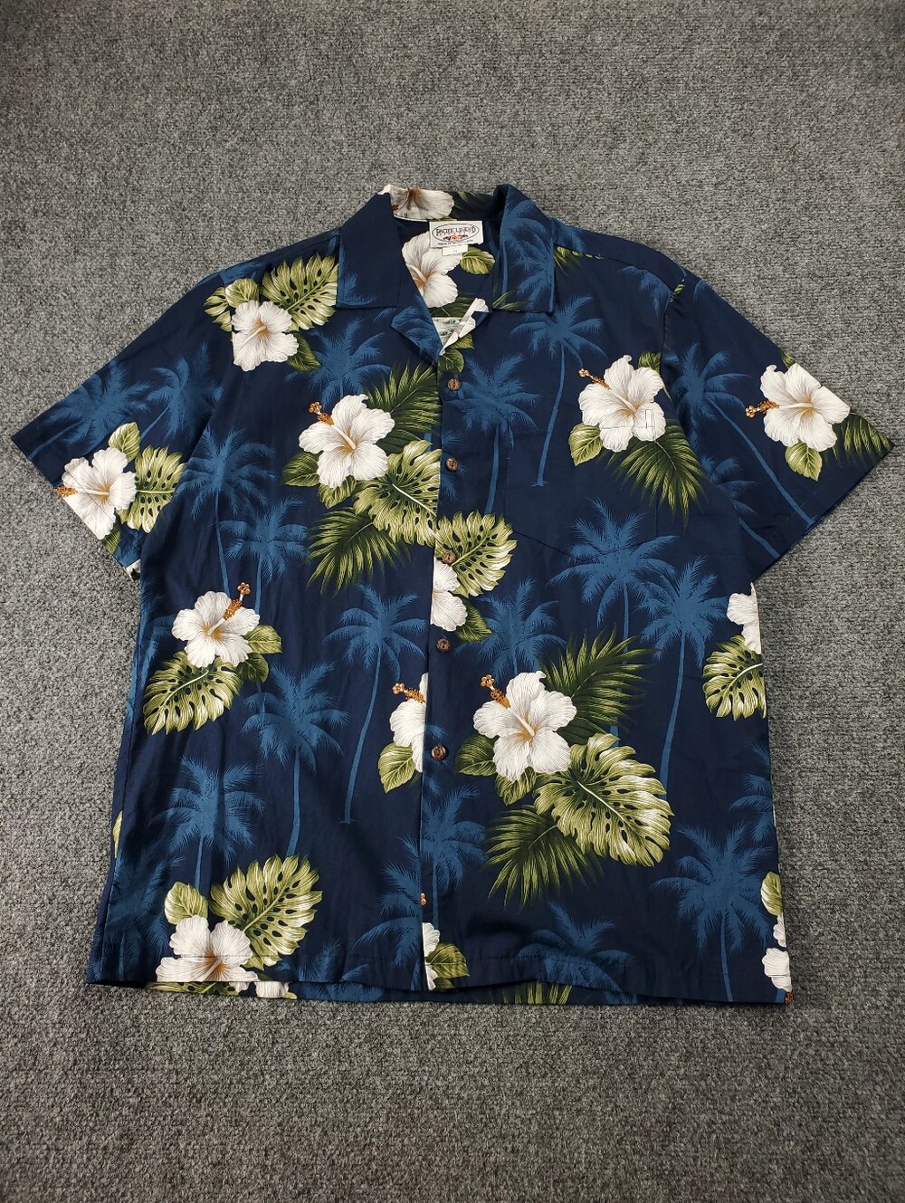 Vintage Pacific Legends Hawaiian Shirt Medium Floral Button Up Camp Collar USA
